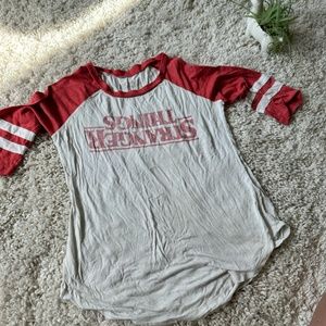 Stranger Things casual womens red and white baseball t shirt in small.